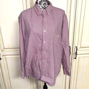 Chaps Size XL Pink and Navy Blue Plaid Button Down Long Sleeve Shirt
